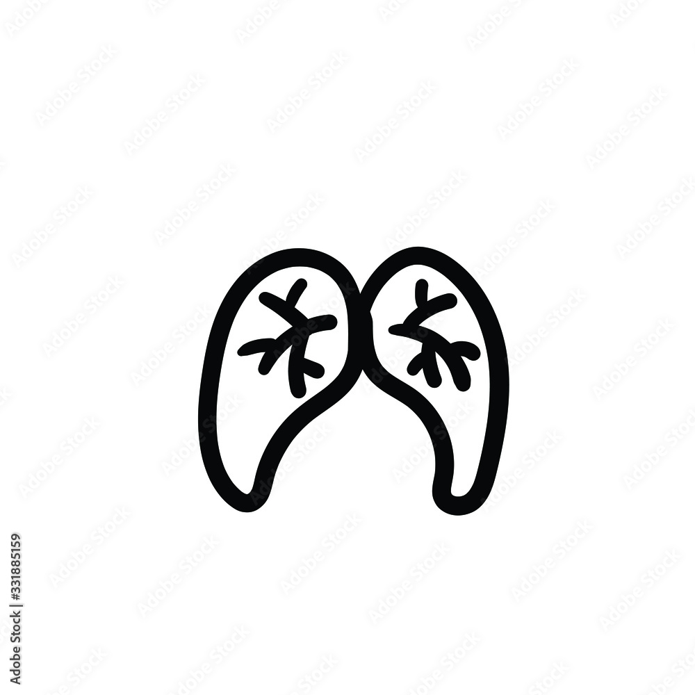 Hand drawn lungs. Simple vector icon