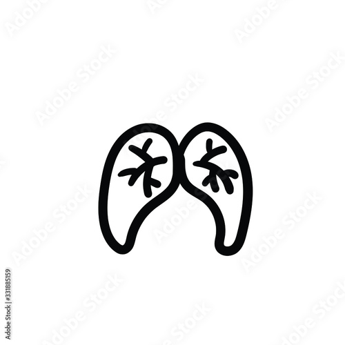 Hand drawn lungs. Simple vector icon