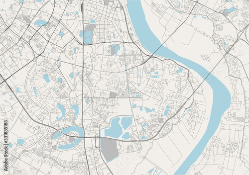 Canvas Print map of the city of Hanoi, Vietnam
