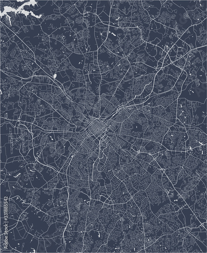 map of the city of Charlotte, in the USA of North Carolina