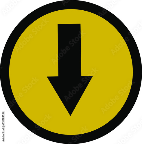 Free Download Black arrow with gold metallic circle vector illustration button icon pointed downwards.	 - GFXLoad