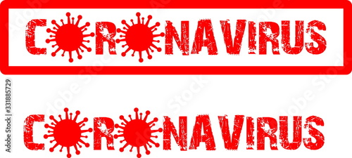 Coronavirus icon symbol and red inscription 