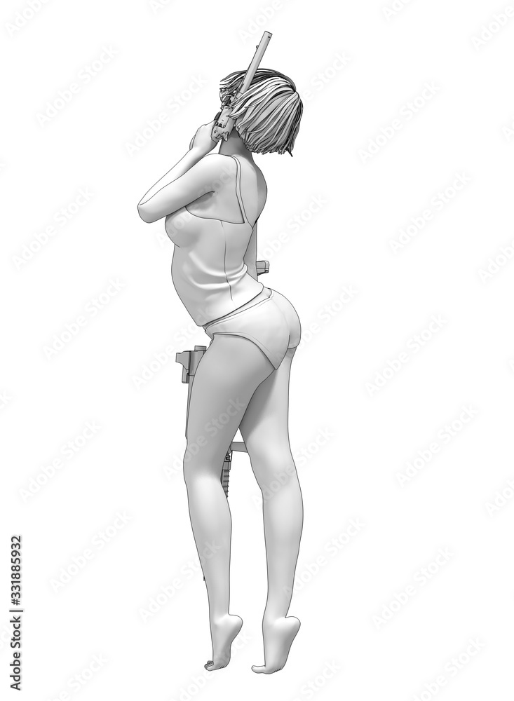 warrior woman character, 3D rendering, illustration warrior woman character, 3D rendering, illustration