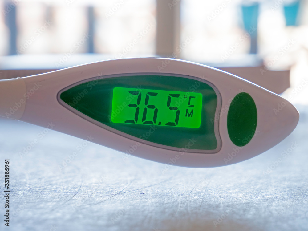 Close up of a Clinical thermometer purchased from a pharmacy to test