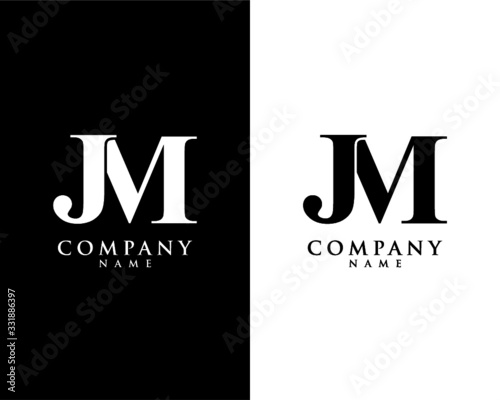 JM, MJ initial company name logo template vector