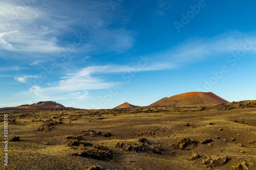 Volcano Caldera Colorada in Tinajo  Lanzarote  Canary Islands.