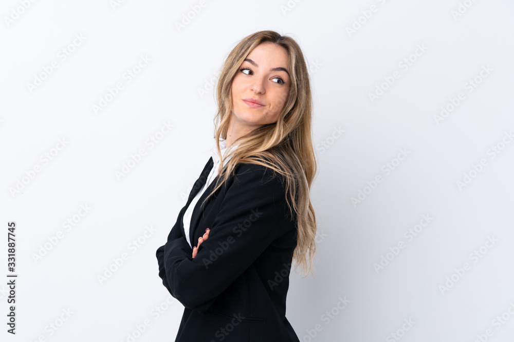 Young business woman over isolated white background laughing Young business woman over isolated white background laughing
