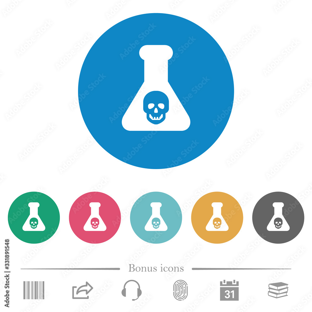 Dangerous chemical experiment flat round icons Dangerous chemical experiment flat round icons