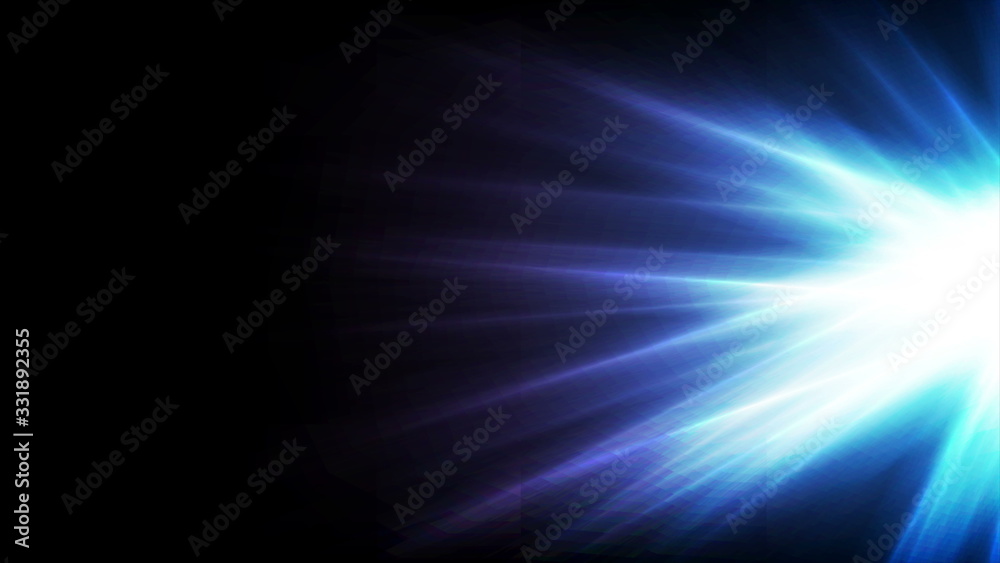 Blue glowing shiny rays abstract background