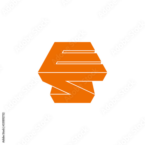 letter es simple geometric 3d flat design logo vector