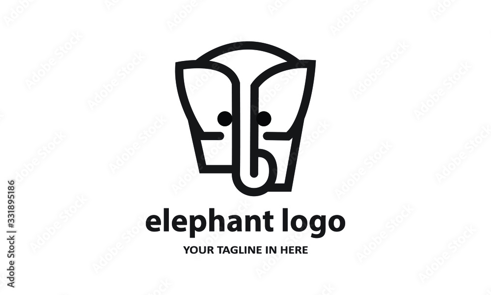 The concept of modern Simple elephant logo design is easy to remember	