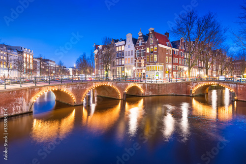 Fototapeta Naklejka Na Ścianę i Meble -  Amsterdam, Netherlands Bridges and Canals