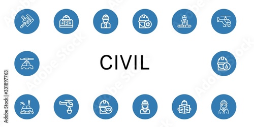 civil simple icons set