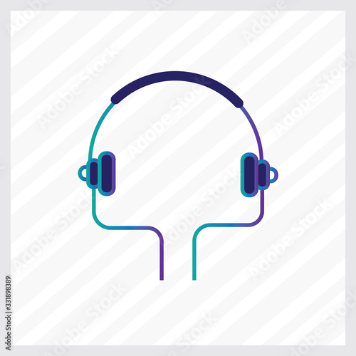 Headphone icon flat design