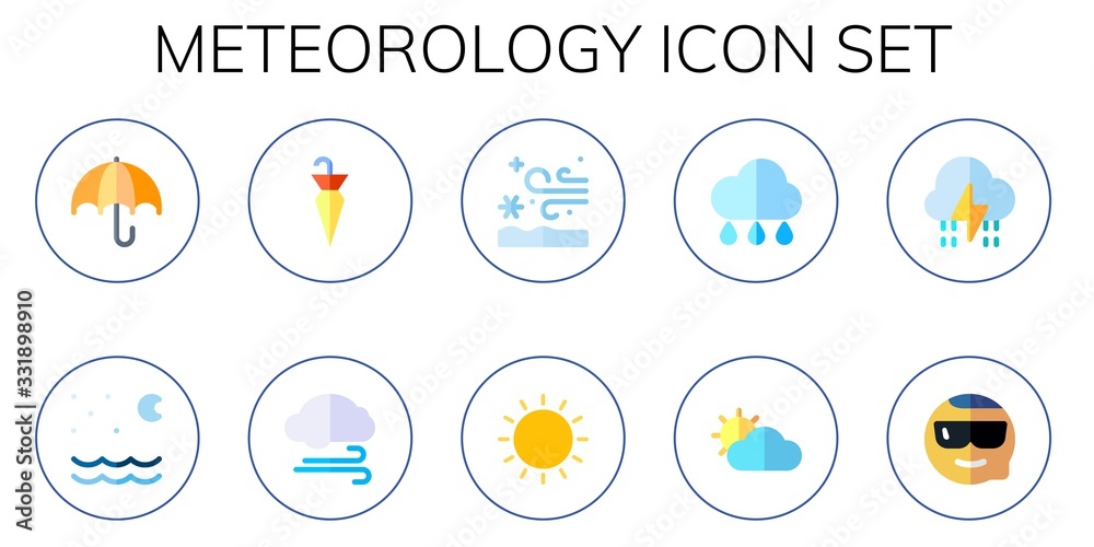 Fototapeta premium Modern Simple Set of meteorology Vector flat Icons