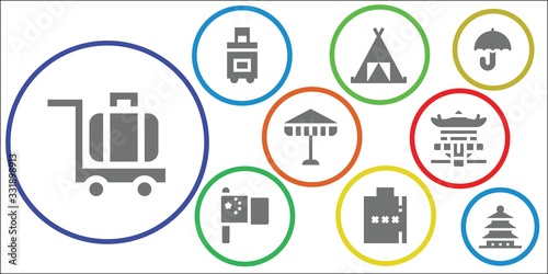 Modern Simple Set of tourist Vector filled Icons