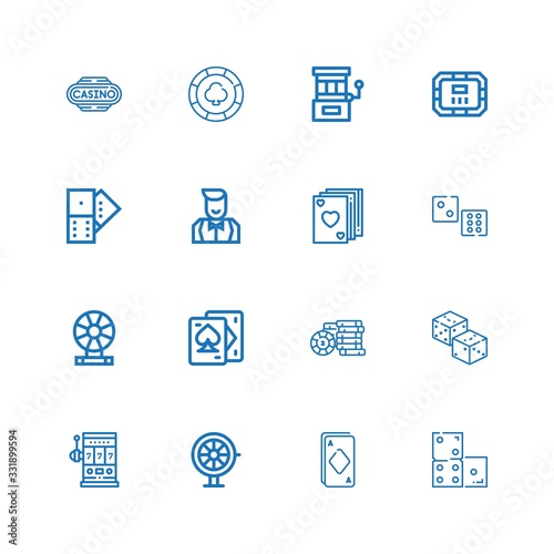 Editable 16 casino icons for web and mobile