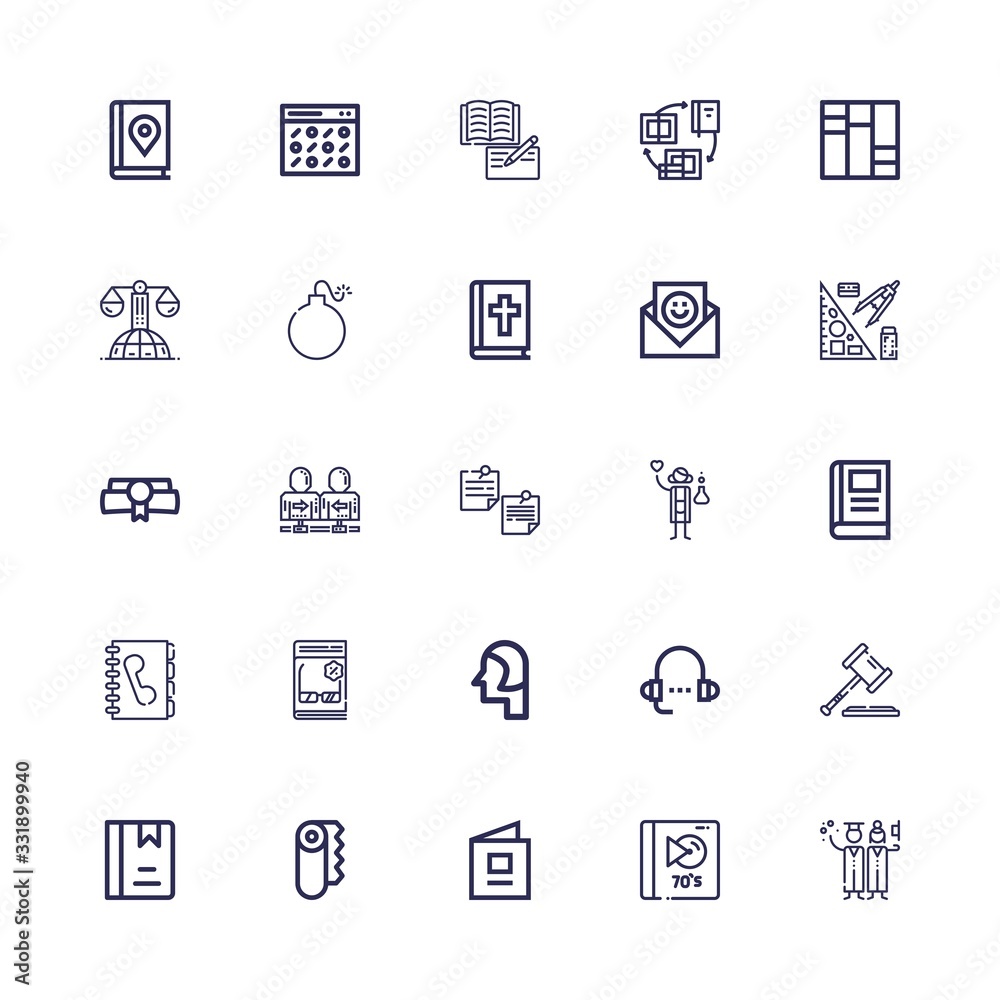 Editable 25 book icons for web and mobile Editable 25 book icons for web and mobile