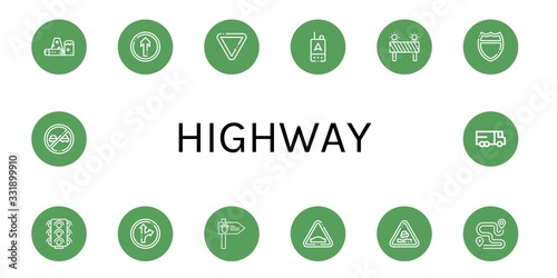 highway simple icons set