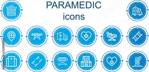 Editable 14 paramedic icons for web and mobile