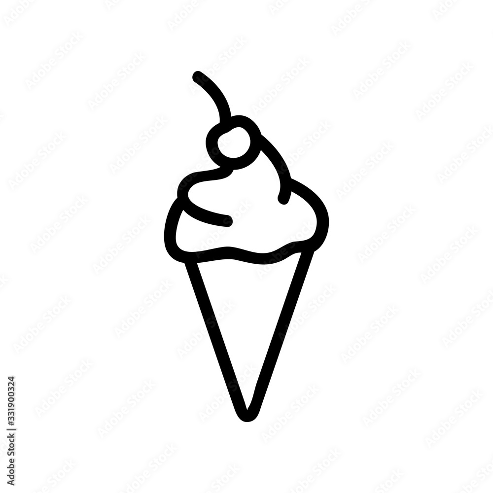 cherry ice cream icon vector. cherry ice cream sign. isolated contour symbol illustration