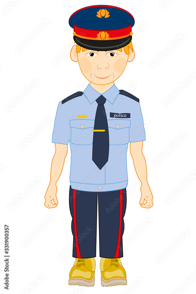 Vector illustration men in year form of the police bodies