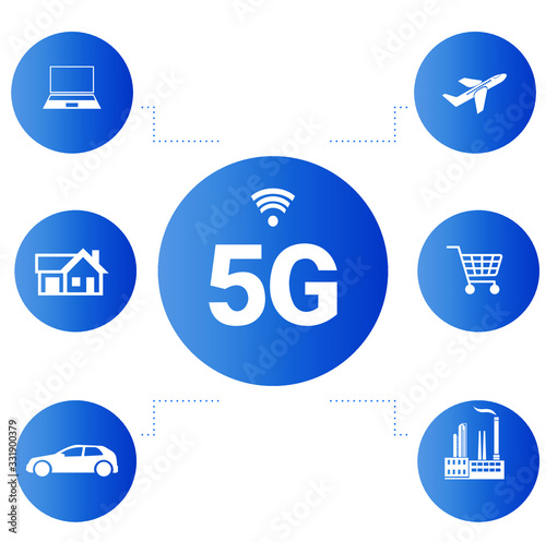 5g new Wi-Fi wireless internet connection. Vector technology 5g network sign icon. Fifth innovative generation of global high-speed broadband