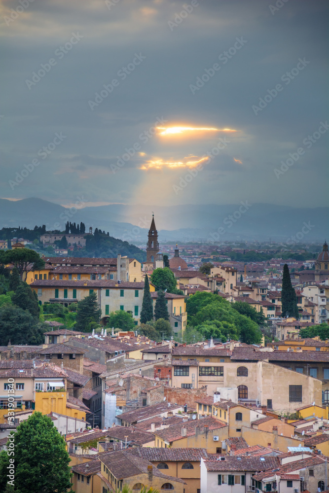 Panorama of Florence on a moonlit night