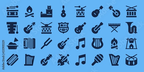 Modern Simple Set of guitar Vector filled Icons