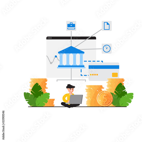 Remote work and financial independence. - Vector illustration