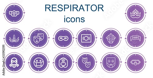 Editable 14 respirator icons for web and mobile