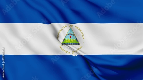 Nicaragua flag is waving 3D animation. Nicaragua flag waving in the wind. National flag of Nicaragua. flag seamless loop animation. high quality 4K resolution photo