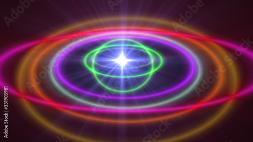 Abstract atom color rings background