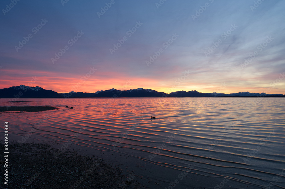 Obraz premium Abendrot am Chiemsee