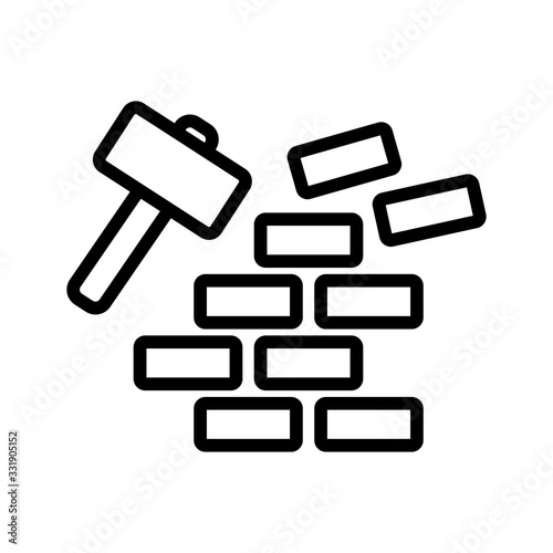 demolition of wall icon vector. demolition of wall sign. isolated contour symbol illustration