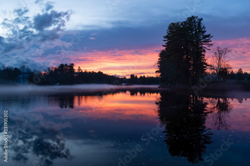 Moody sunset reflections on Mousam River - Springvale, Maine