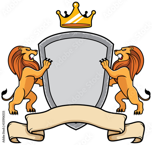 Lions Holding Shield