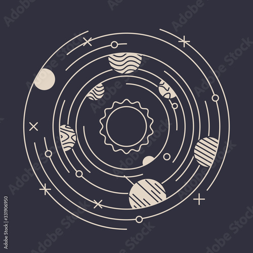 planets of the solar system vector icons