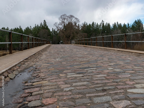 bridge cover, old stone pavement