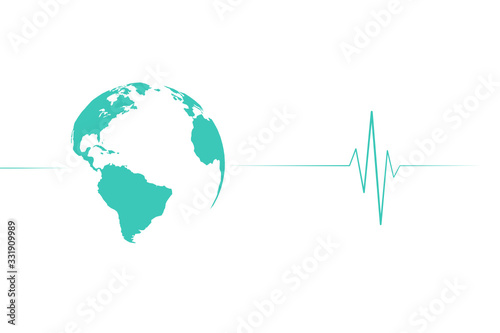 Global Earth pulse line.World health. vector Illustration. 