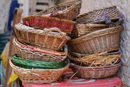 Obraz na płótnie Photo of an old wicker basket w salonie