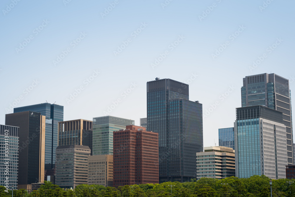 downtown and high building in tokyo city