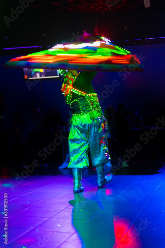 Dance of the Egyptian dervishes Tanura show. Light texture, blur background for design. photo