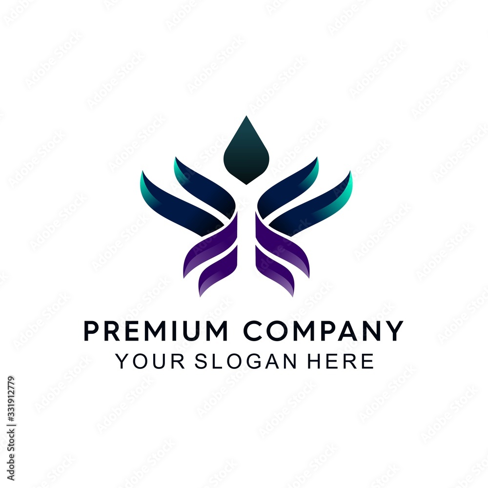 Modern abstract wing and drop water logo Modern abstract wing and drop water logo