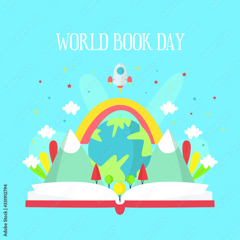 world book day hand drawn illustration concept. flat design world book day hand drawn illustration concept. flat design
