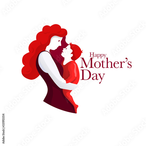 Happy Mother's day of cute young mother is embracing her child with love.