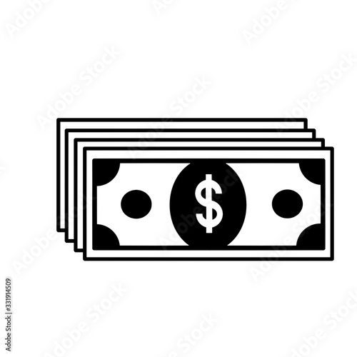 Dollar bills icon. Raster illustration