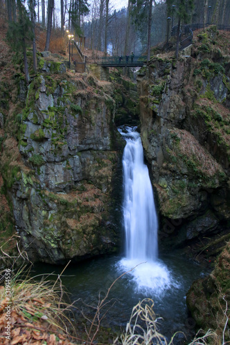Wilczki waterfall in the Sudety mountains  Poland