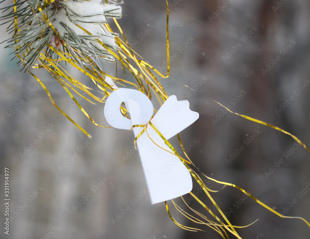 christmas tree with paper decoration