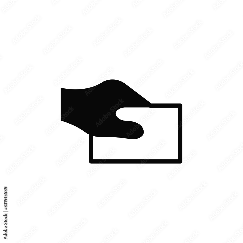 card holding with hand vector isolated icon card holding with hand vector isolated icon